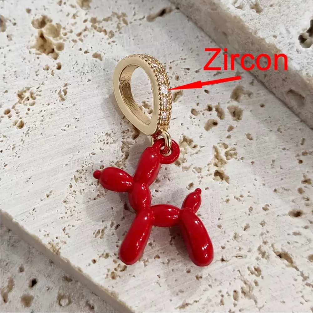 1pcs Bj Gold Metallic Ballon Dog Pop Art Charm Pendant